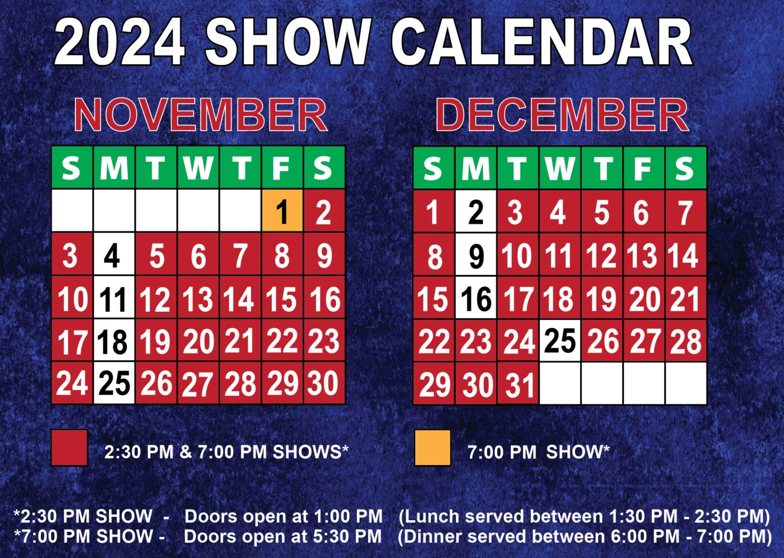 Christmas Show Schedule Wisconsin Dells