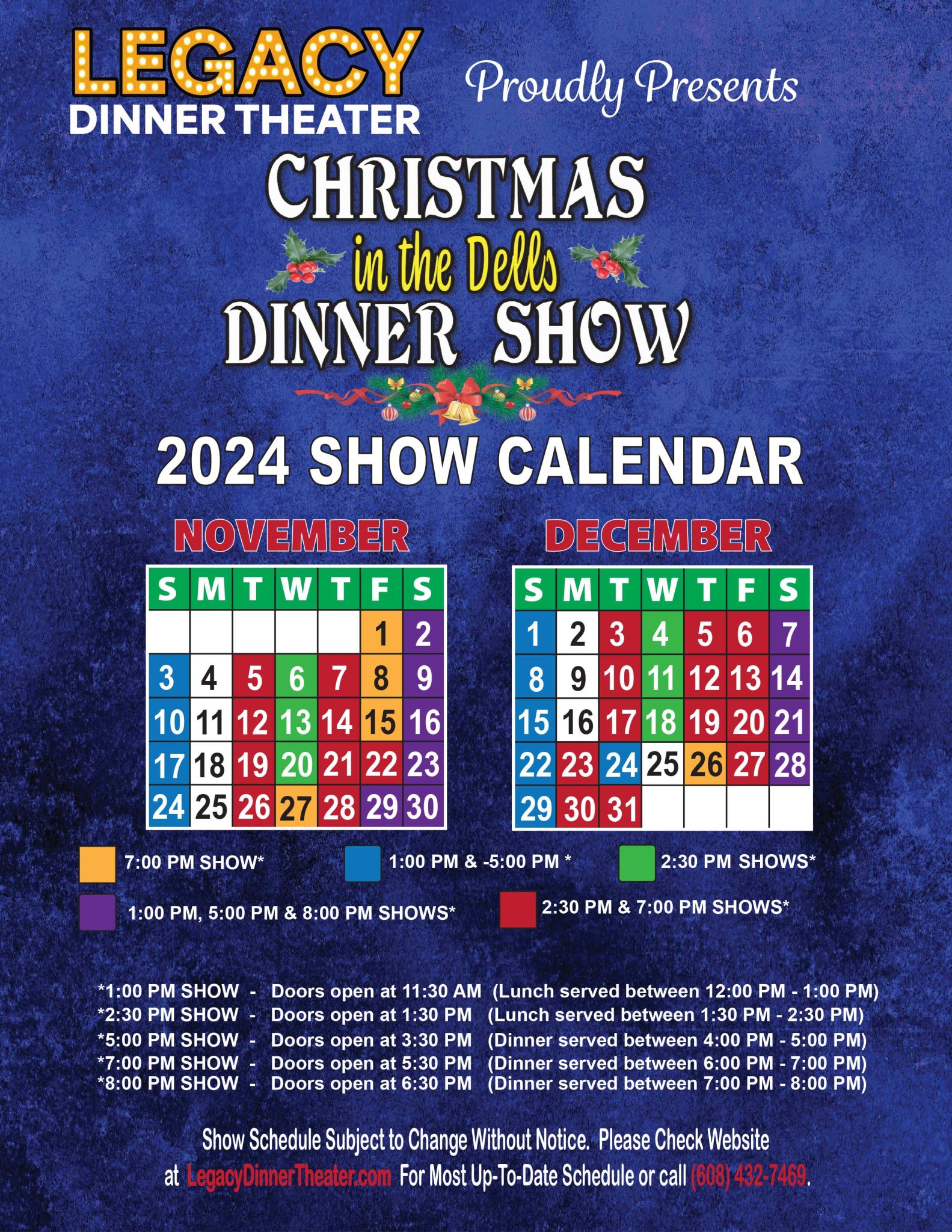 Christmas Show Schedule Wisconsin Dells